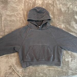 Aerie 100% Cotton Cropped Gray Hoodie Size Medium